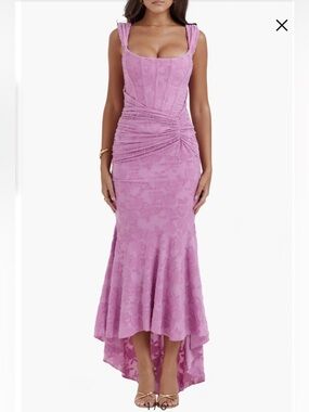 House of CB Floral Lace Hi-Low Ruched Dress